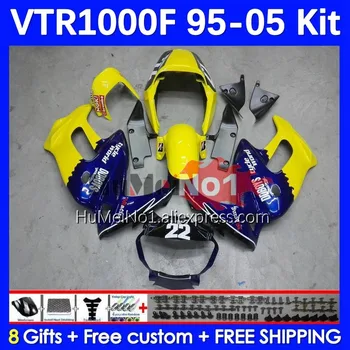 SuperHawk Para HONDA VTR1000F 95 96 97 98 99 00 117No.10 amarelo azul VTR1000 F VTR 1000 F 1000F 2001 2002 2003 2004 2005 Carenagem