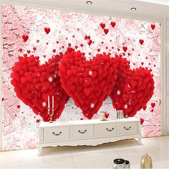 beibehang Personalizados grande pintor de parede com o amor romântico estereoscópico belo amor festiva TV na parede do fundo