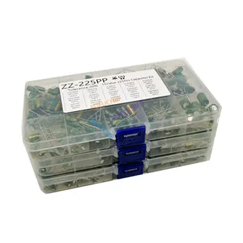 225Pcs/Caixa Capacitor Kit de Capacitores Eletrolíticos de Alumínio Conjunto 15Values 16V-50V 1uF-470uF Kit Sortido de Armazenamento de Baixo ESR