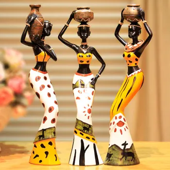 2/3Pcs Mulheres Africanas, Estatuetas, Esculturas, Decoração de Quarto de Resina Pessoas Estátua de Enfeite de mesa Tabela de Acessórios de Decoração de Casa