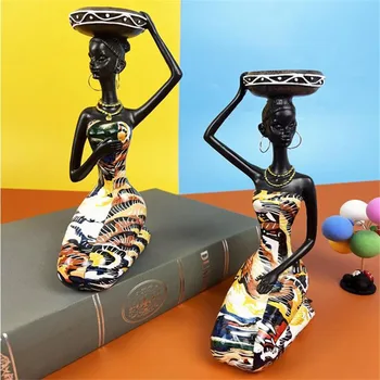2/3Pcs Mulheres Africanas, Estatuetas, Esculturas, Decoração de Quarto de Resina Pessoas Estátua de Enfeite de mesa Tabela de Acessórios de Decoração de Casa