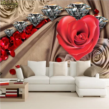 beibehang Personalizado Diamond Rose foto murais papel de parede para viver sofá do quarto de TV de grande mural de Flamingos papel de parede decoração da casa