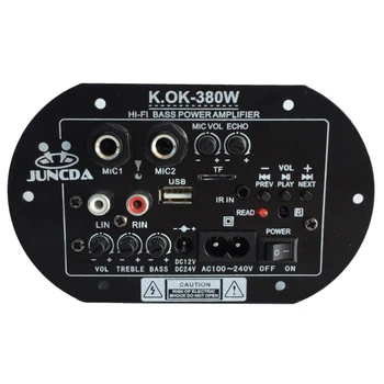 KOK-380 AC 220V 12v 24v Digital Bluetooth Amplificador Conselho de Subwoofer Dupla Microfone de Karaoke Amplificadores de Carro para Casa amplificador AMPLIFICADOR