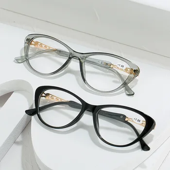Quadro grande, Retro Olho de Gato Presbiopia Óculos Transparente de Alta definição de Cor de Resina Presbiopia Óculos Óculos de Visão Feminina