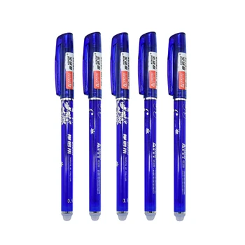 5Pcs Apagável Caneta Lavável Alça Azul/Preto 0,5 mm Kawaii Gel Refil de Caneta Haste de material de Escritório Estudante de Exame de Escrita de Reposição Canetas