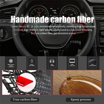 Para VW Golf 7 GTI MK7 2014-2019 Acessórios do Carro do Interior de Fibra de Carbono Vermelho Adesivos Volante Ambos os Lados Decorativos 2PCS