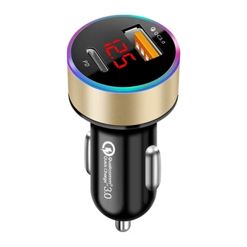 Antiderrapante Tablet Luz Ambiente USB C Adaptador de Isqueiro Mini-Carregador de Automóvel de Carregamento Rápido 2 Portas de Acessórios de Telefone Universal