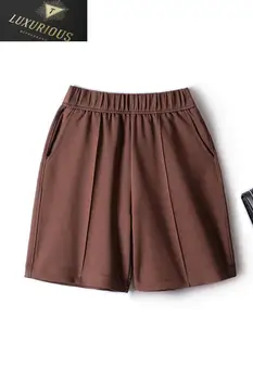 Oversize Shorts Mulheres 2024 Verão Novo Slim Cinco-ponto de Linha Solta a Cintura Elástica Sólido coreano Moda Casual Chic Calças 4XL