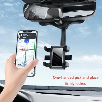 Carro de Telefone do Suporte de Espelho Retrovisor de Montagem do Suporte do Telefone Estável Telefone Celular Suporte do Carro De 360° de Visão Traseira do Carro Eléctrico Montagem em seu GPS