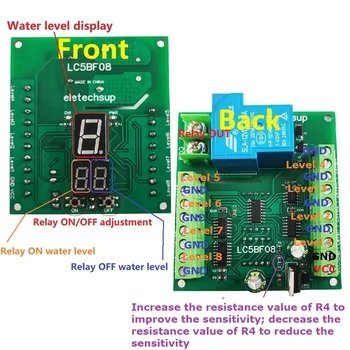 30A DC12V 8 Digital do Nível de Água da Bomba de Derramar o Controlador de vídeo Indicador de Líquido Sensor Automático de Alimentação do Controlador Módulo de Relé