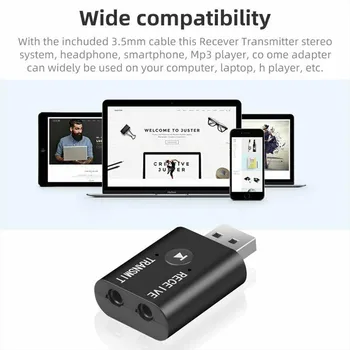 TR6 Bluetooth 5.0 Receptor Transmissor 2 EM 1 sem Fio de Áudio de 3,5 mm USB Aux Música Adaptadores de Ferramentas Para alto-Falante de Carro PC TV Carros de Ferramentas