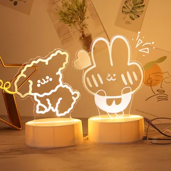 3D Acrílico LED Lâmpada para Casa, Crianças, Luz da Noite do Urso Astronauta Candeeiro de Mesa de Festa de Aniversário, Decoração de Dia das Crianças Lâmpada de Cabeceira