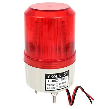 Vermelho Flash LED Industrial Torre de Sinal de Segurança Pilha de Luz de Alarme de 90 db DC 24V