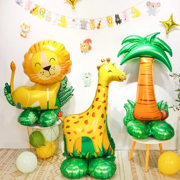 Nova Foto Adereços para festas Leão Dinossauro Animal Decoração da Janela 4D de Pé a Forma dos desenhos animados da Festa de Aniversário de Decoração