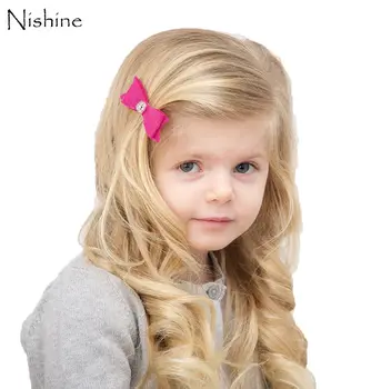 NISHINE 17colors Recém-nascido Linda Sentiu Arco Com a Liga Clip de Moda Sólido de Tecido de Arcos de Cabelo Para Crianças, Acessórios de Cabelo de Meninas