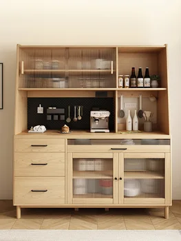 Aparador de madeira maciça armário alto armário, de famílias integradas de gabinete, moderno e minimalista, bar, armário do vinho, placa de orifício, t